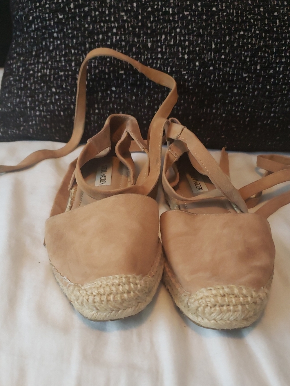 Steve Madden Tan Suede Espadrille Wrap Flats